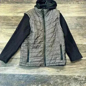 Brooklyn Standard Men's Black and Gray Puffer Jacket Size Large